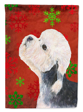 Dandie Dinmont Terrier Red Green Snowflakes Christmas Flag Garden Size