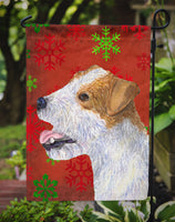 Jack Russell Terrier Red Green Snowflakes Holiday Christmas Flag Garden Size