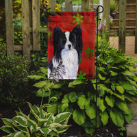 Papillon Red and Green Snowflakes Holiday Christmas Flag Garden Size