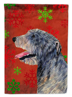 Irish Wolfhound Red Green Snowflakes Holiday Christmas Flag Canvas House Size