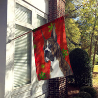 Boxer Red and Green Snowflakes Holiday Christmas Flag Canvas House Size