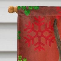 Boxer Red and Green Snowflakes Holiday Christmas Flag Canvas House Size