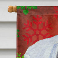 Boxer Red and Green Snowflakes Holiday Christmas Flag Canvas House Size