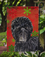 Affenpinscher Red Green Snowflakes Christmas Flag Garden Size