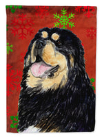 Tibetan Mastiff Red Green Snowflake Christmas Flag Garden Size