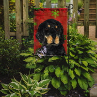 Gordon Setter Red Green Snowflakes Christmas Flag Garden Size