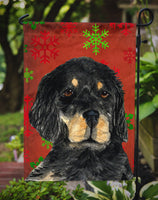 Gordon Setter Red Green Snowflakes Christmas Flag Garden Size