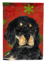 Gordon Setter Red Green Snowflakes Christmas Flag Garden Size