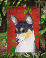 Chihuahua Red and Green Snowflakes Holiday Christmas Flag Garden Size