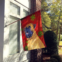 Mastiff Red and Green Snowflakes Holiday Christmas Flag Canvas House Size