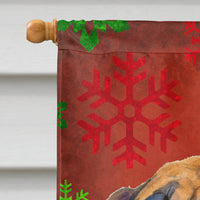 Mastiff Red and Green Snowflakes Holiday Christmas Flag Canvas House Size