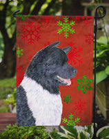 Akita Red and Green Snowflakes Holiday Christmas Flag Garden Size