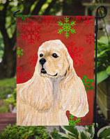 Buff Cocker Spaniel Red Green Snowflakes Christmas Flag Garden Size