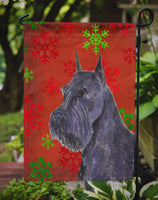 Schnauzer Red and Green Snowflakes Holiday Christmas Flag Garden Size