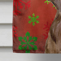 Field Spaniel Red and Green Snowflakes Holiday Christmas Flag Canvas House Size