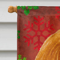 Cavalier Spaniel Red  Green Snowflakes Holiday Christmas Flag Canvas House Size