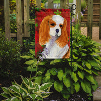 Cavalier Spaniel Red and Green Snowflakes Holiday Christmas Flag Garden Size