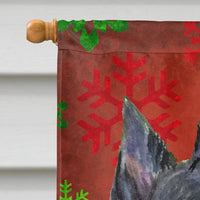 Scottish Terrier Red  Green Snowflakes Holiday Christmas Flag Canvas House Size