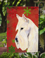 Scottish Terrier Red Green Snowflakes Holiday Christmas Flag Garden