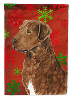 Chesapeake Bay Retriever Snowflakes Holiday Christmas Flag Canvas House Size