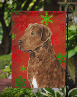 Chesapeake Bay Retriever Red Snowflakes Holiday Christmas Flag Garden Size