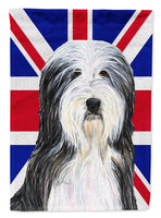 Bearded Collie with English Union Jack British Flag Flag Canvas House Size SS4939CHF