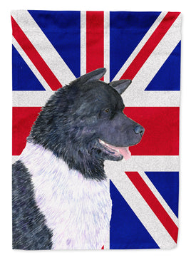 Akita with English Union Jack British Flag Flag Canvas House Size SS4963CHF