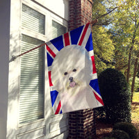 Bichon Frise with English Union Jack British Flag Flag Canvas House Size SS4968CHF