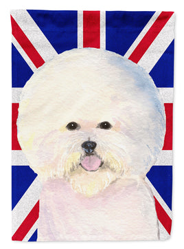 Bichon Frise with English Union Jack British Flag Flag Canvas House Size SS4968CHF