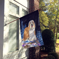 Starry Night Bearded Collie Flag Canvas House Size