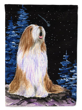 Starry Night Bearded Collie Flag Canvas House Size