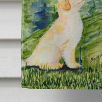 Little Boy with his Golden Retriever Flag Canvas House Size