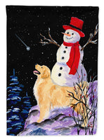 Golden Retriever Flag with Snowman in red Hat Garden Size