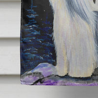 Snowman with Bearded Collie Flag Canvas House Size