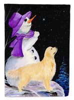 Snowman with Golden Retriever Flag Canvas House Size