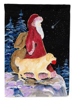 Santa Claus with  Golden Retriever Flag Canvas House Size