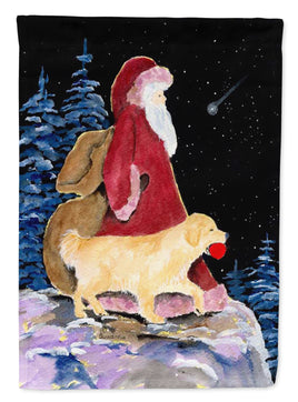 Santa Claus with  Golden Retriever Flag Garden Size