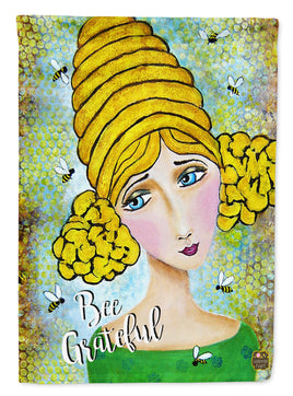 Bee Grateful Girl with Beehive Flag Canvas House Size VHA3008CHF