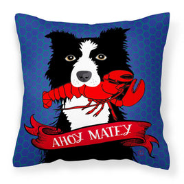 Ahoy Matey Nautical Border Collie Canvas Decorative Pillow VHA3011PW1414