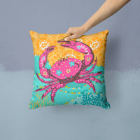 Coastal Pink Crab Fabric Decorative Pillow VHA3028PW1414