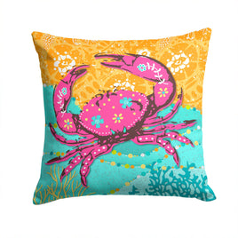 Coastal Pink Crab Fabric Decorative Pillow VHA3028PW1414