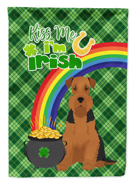 Black and Tan Airedale Terrier St. Patrick's Day Flag Garden Size