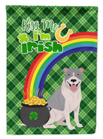 Blue and White Pit Bull Terrier St. Patrick's Day Flag Garden Size