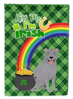 Blue Pit Bull Terrier St. Patrick's Day Flag Garden Size