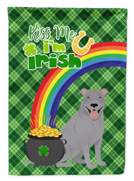 Blue Pit Bull Terrier St. Patrick's Day Flag Garden Size