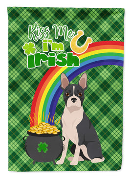 Black Boston Terrier St. Patrick's Day Flag Garden Size