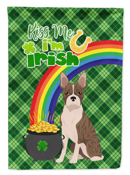 Brindle Boston Terrier St. Patrick's Day Flag Garden Size