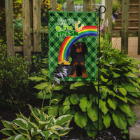 Black and Tan Cavalier Spaniel St. Patrick's Day Flag Garden Size