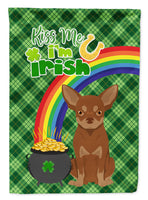 Chocolate and Tan Chihuahua St. Patrick's Day Flag Garden Size