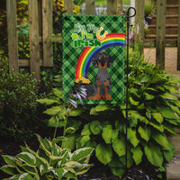 Black Dapple Dachshund St. Patrick's Day Flag Garden Size